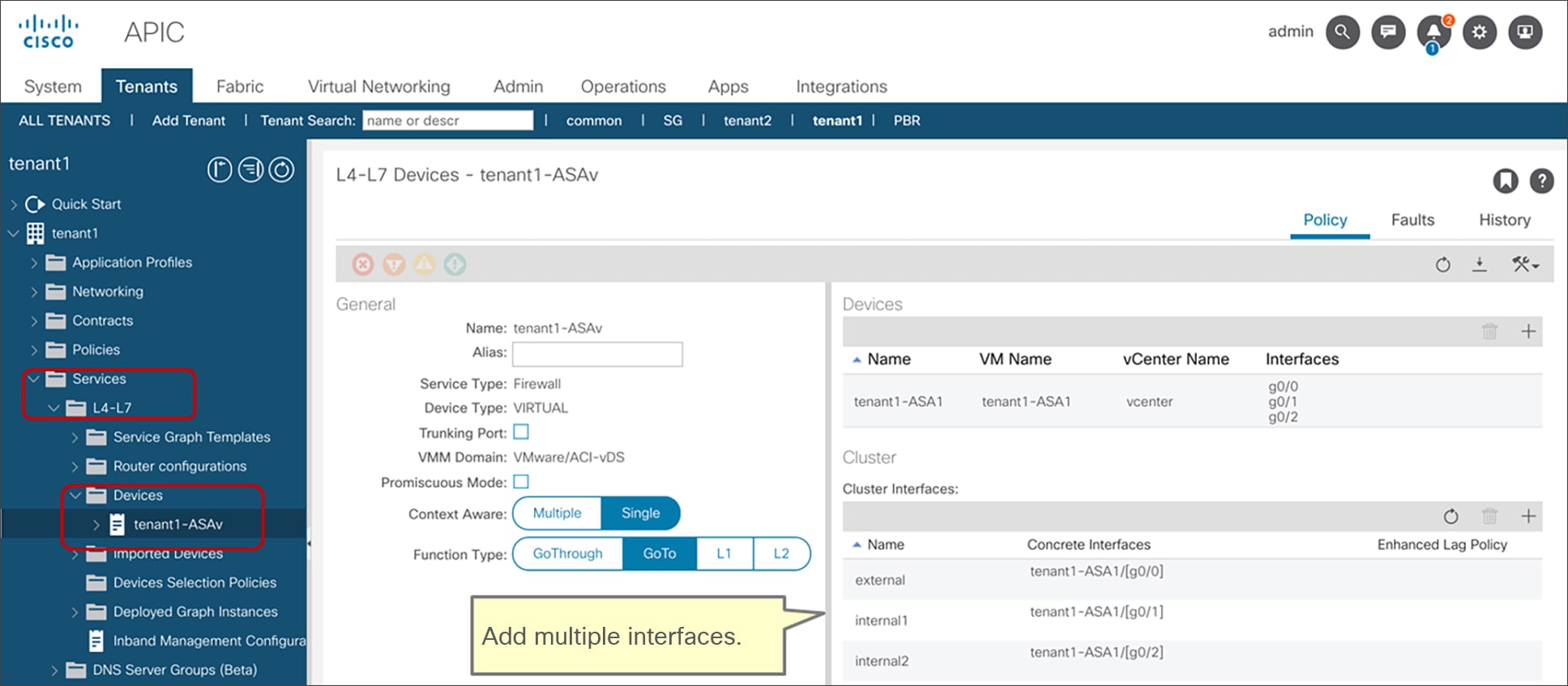 Cluster interface (virtual appliance)