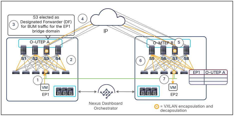 Layer 2 BUM traffic across sites