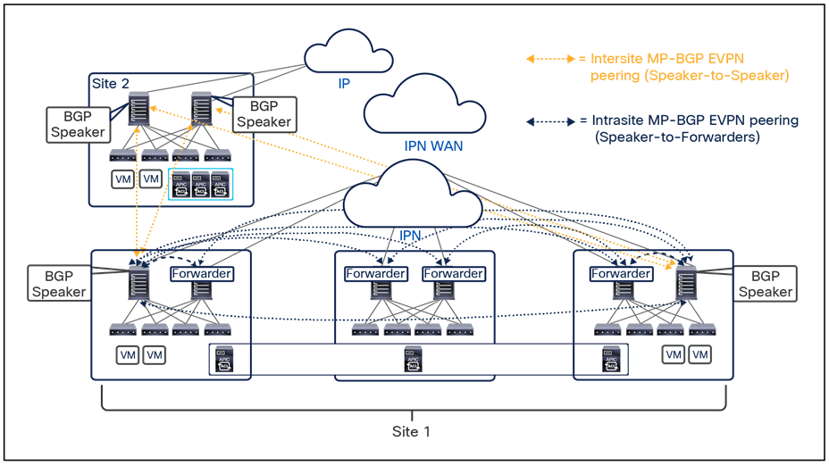 Use of separate uplinks between spines and external networks