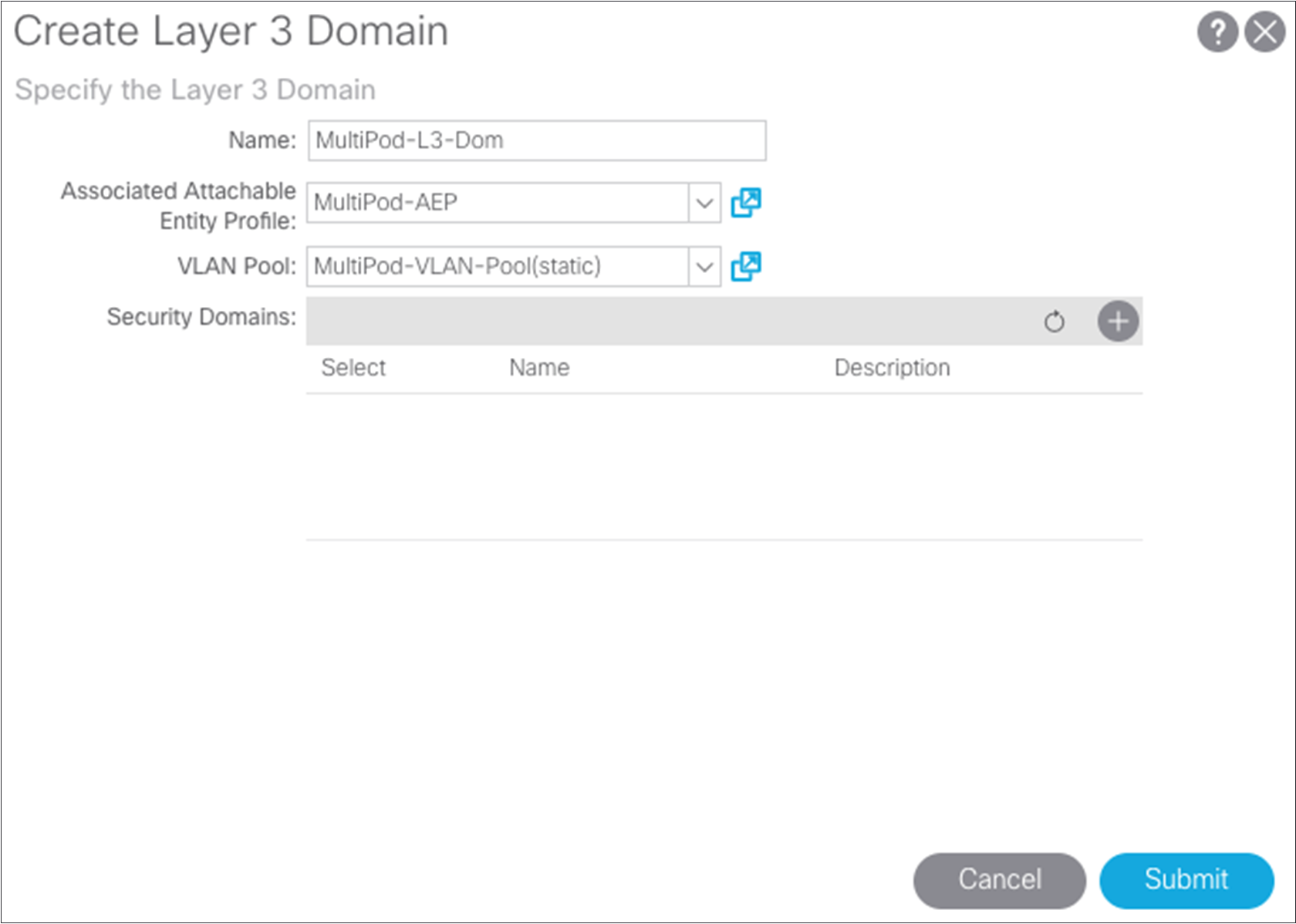 Create Layer 3 Domain