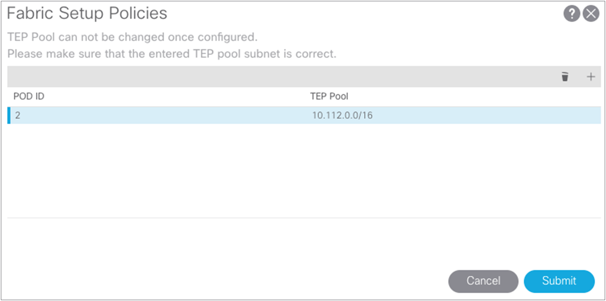 Fabric Setup Policies