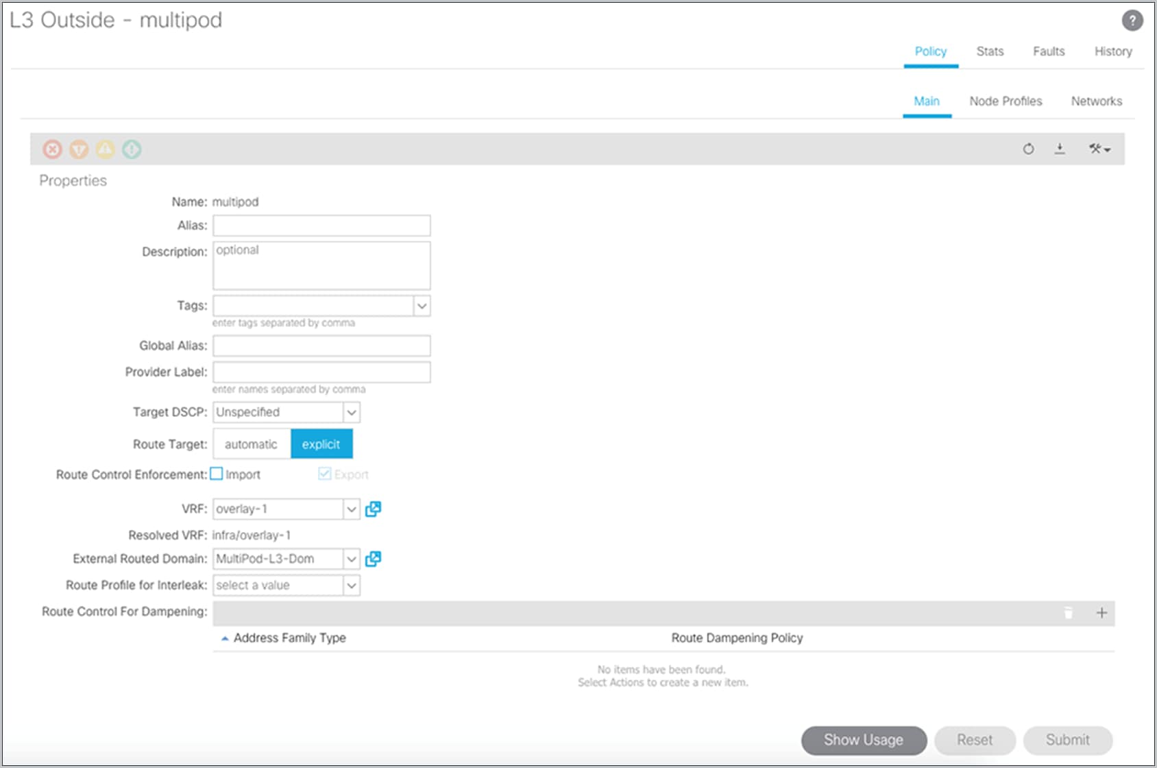 Updating the infrastructure interface: external routed