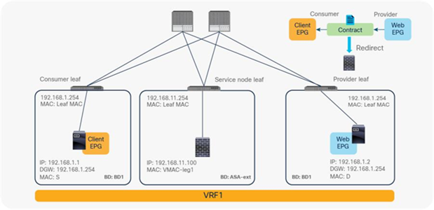 Topology for leaking PBR node subnet to the provider VRF instance