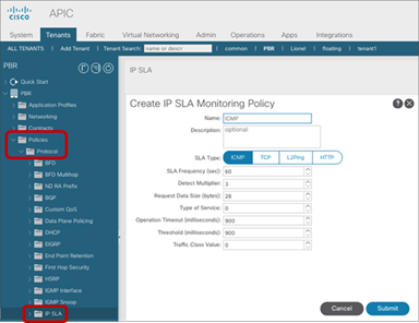 Create an IP SLA Monitoring Policy