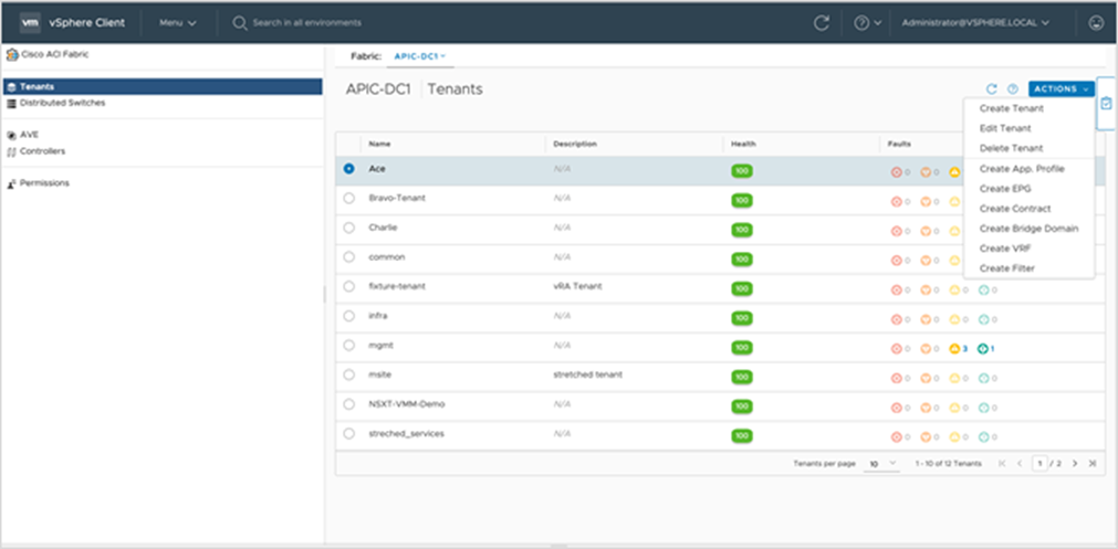 The Cisco ACI plug-in for vCenter