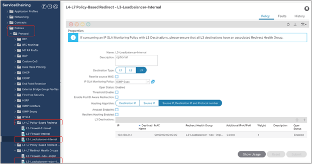 Verify the configuration on APIC (L4-L7 Device and PBR policy)