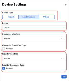 Two-arm mode load balancer with PBR for the provider-to-consumer direction