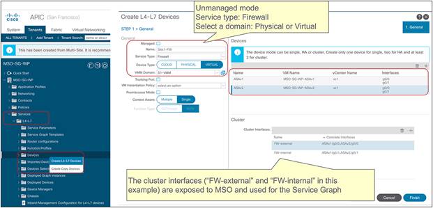 Create the L4–L7 device on APIC