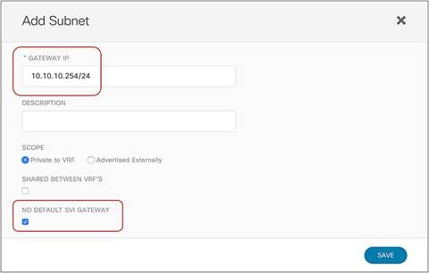 Configure the IP subnet under the consumer EPG for an east-west use case