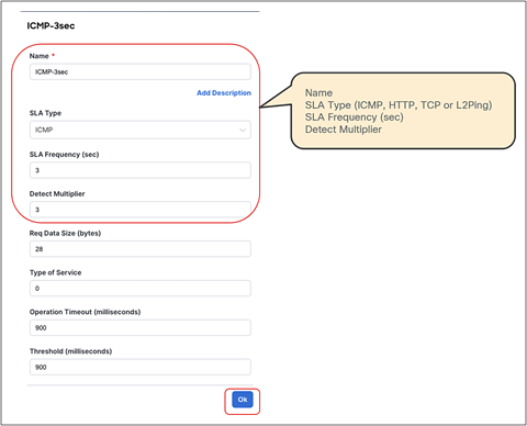 Create IPSLA monitoring policy