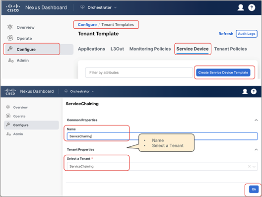 Create a service device template