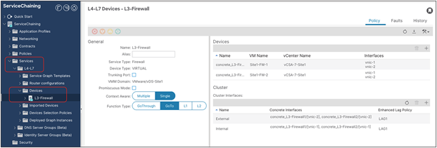 Verify the configurations on APIC (L4-L7 Device and PBR policy