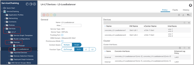 Verify the configuration on APIC (L4-L7 Device and PBR policy)