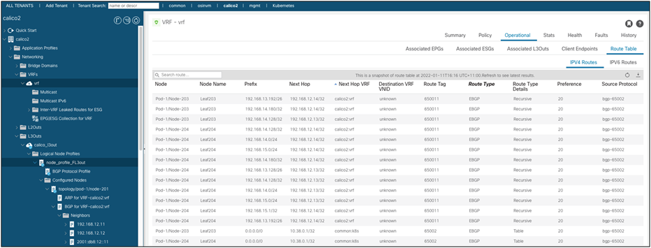 VRF Routing Table