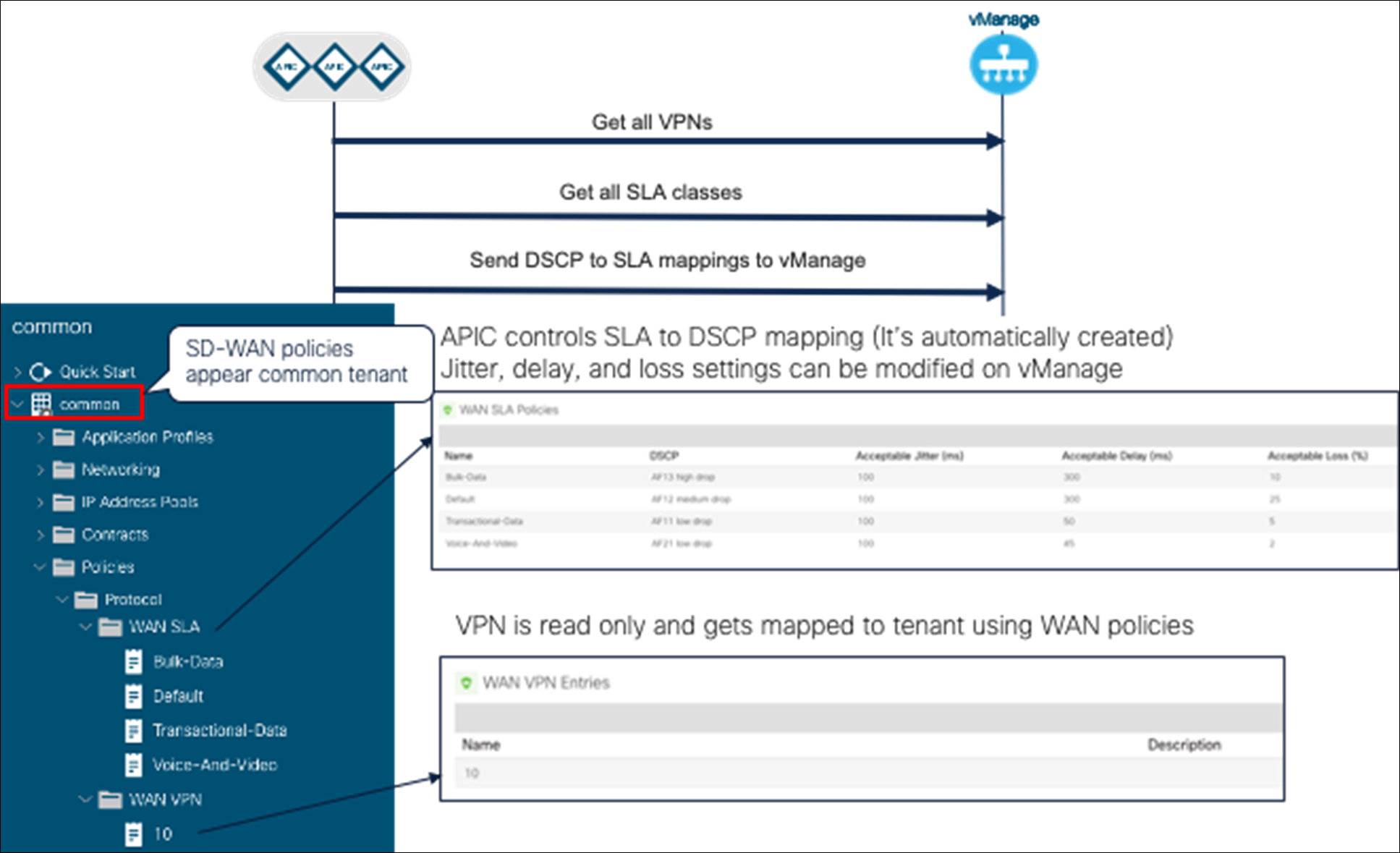 WAN SLA policy created in the common tenant