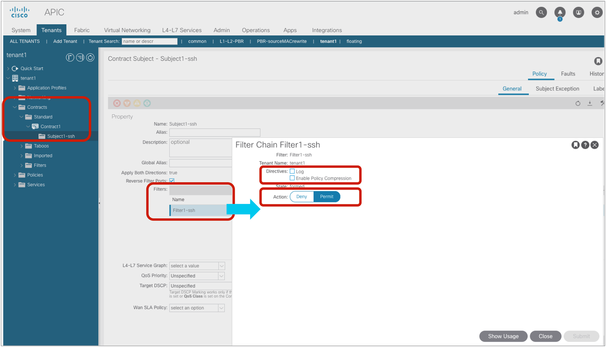 Filter configuration