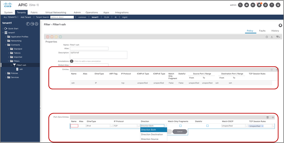 Example of L3Out EPG longest prefix match