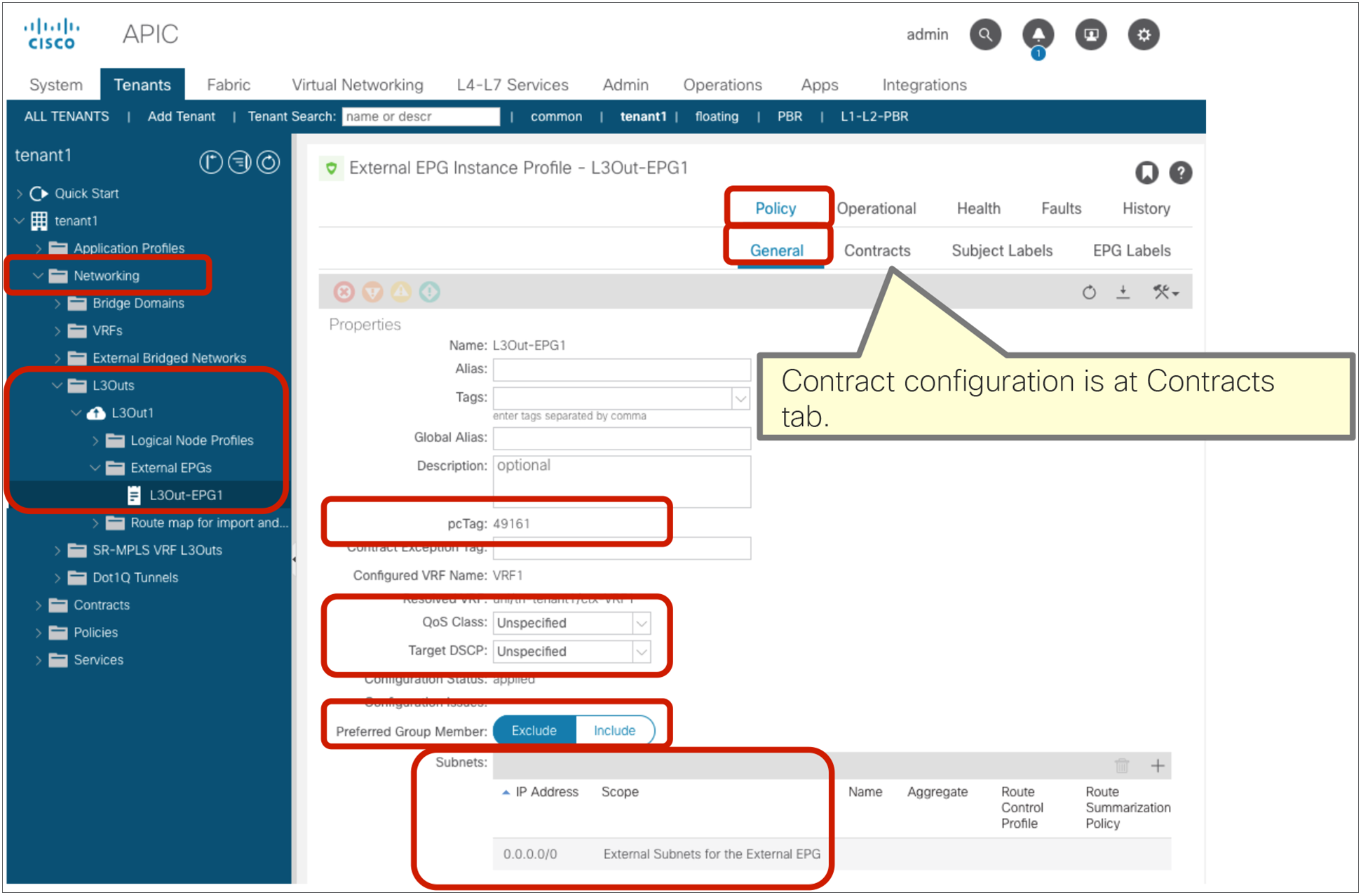 L3Out EPG configuration options