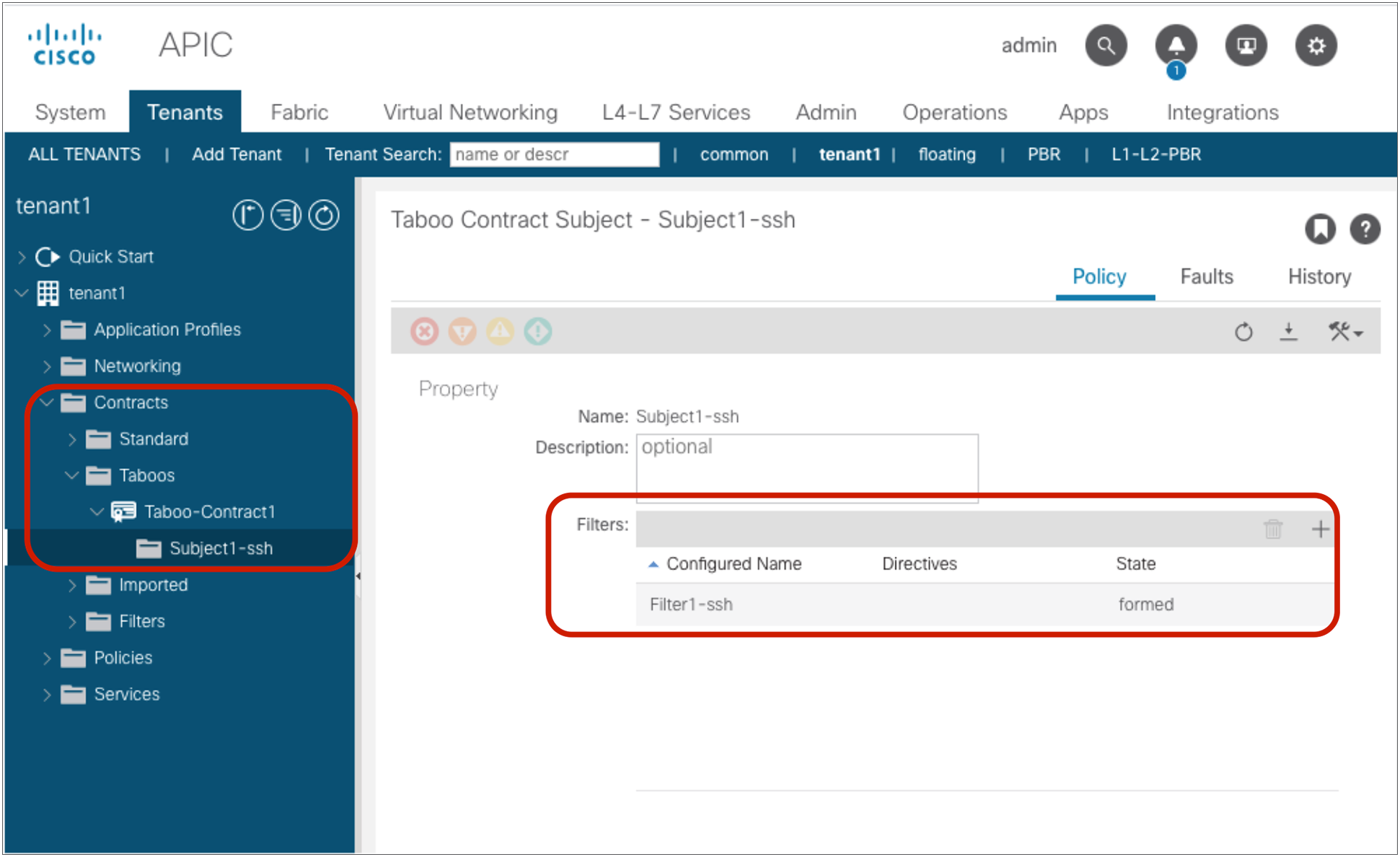 Associate Taboo contract to an EPG