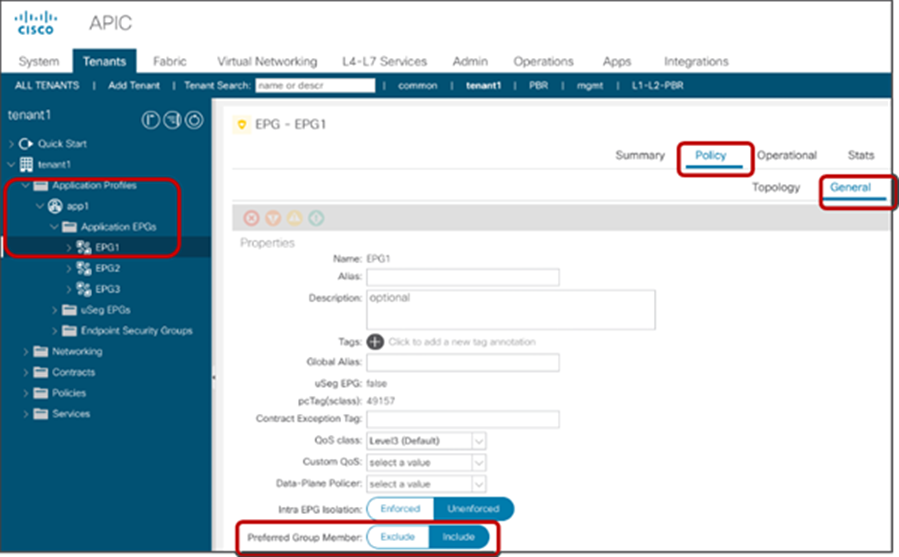 Enable preferred group for EPGs