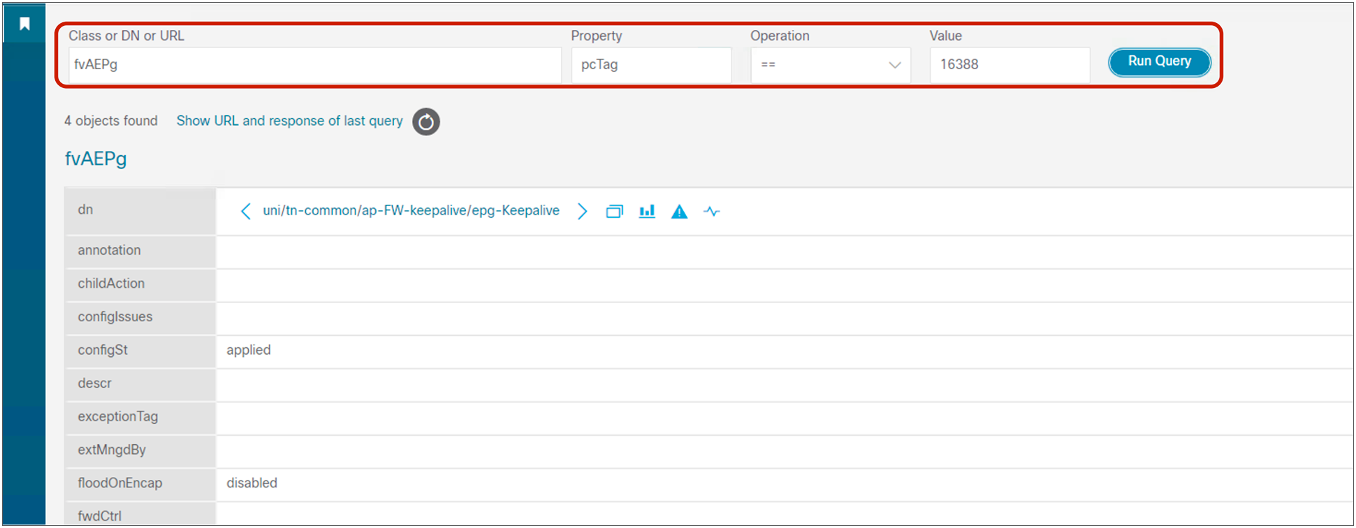 Look up the EPG class ID and VRF scope
