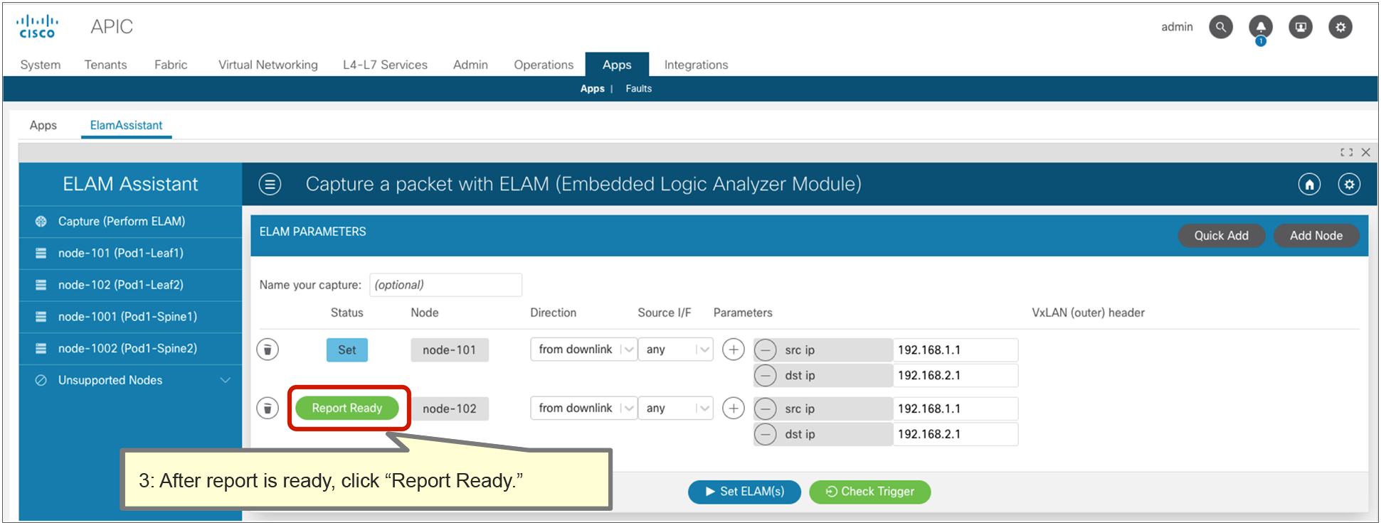 ELAM Assistant example (check report)