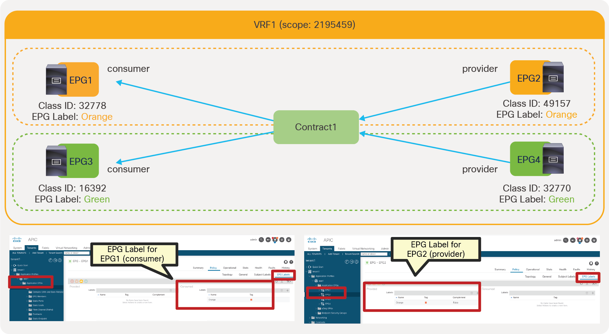 Example with EPG Label at EPGs