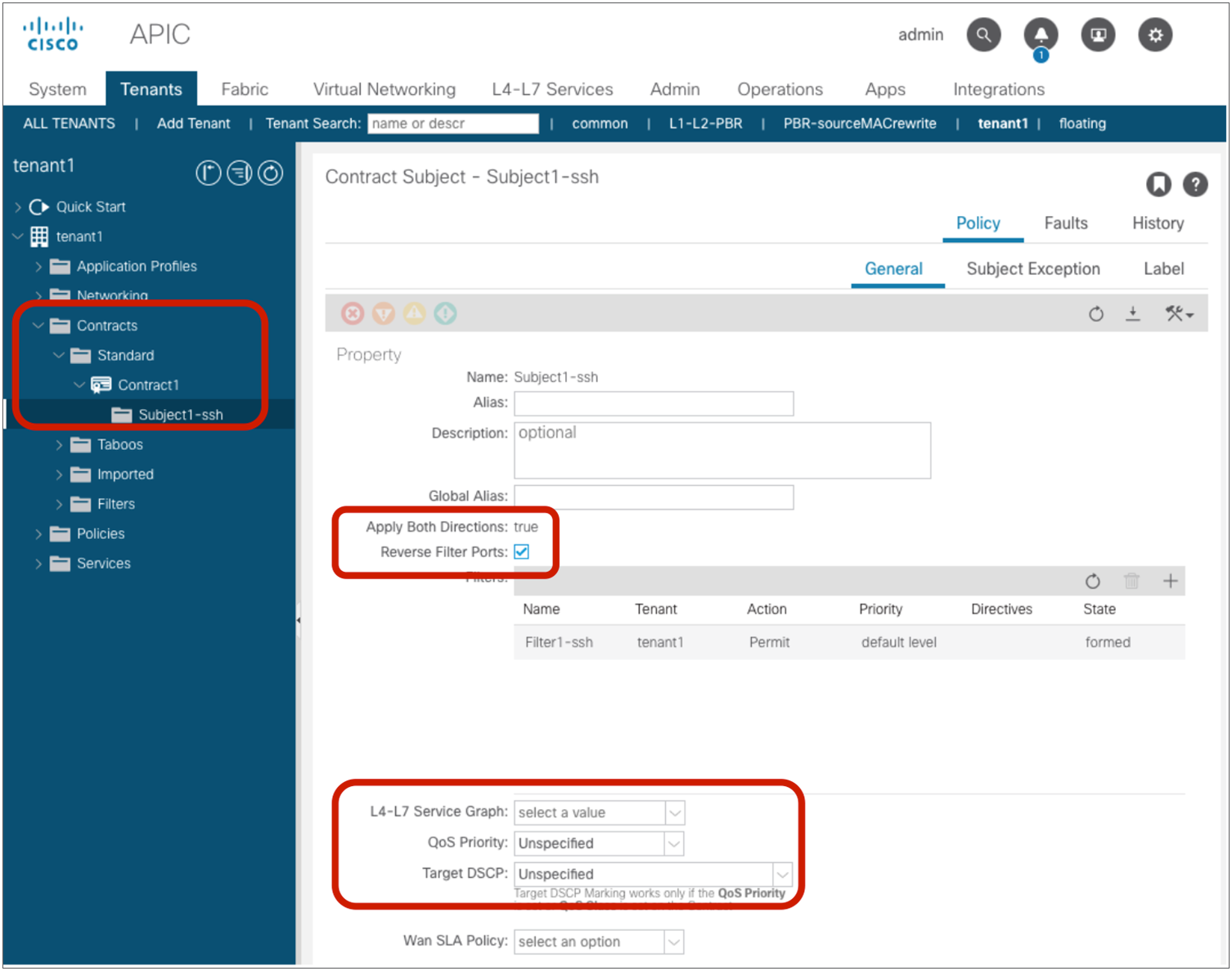 Contract subject configuration