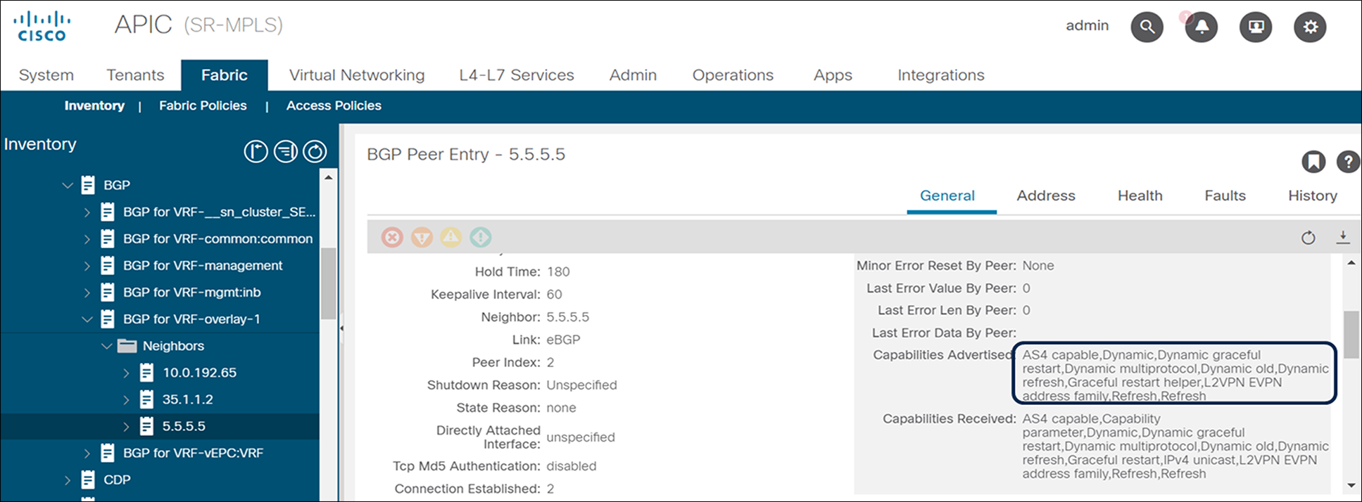 BGP Labeled unicast neighbor status