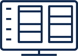 A blue line drawing of a computer screenDescription automatically generated