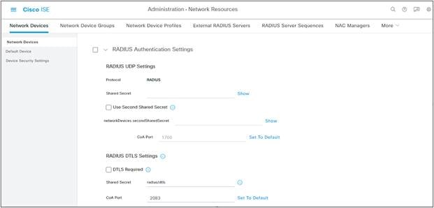 RADIUS authentication settings