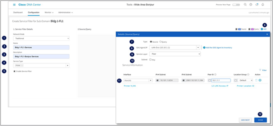 Cisco Wide Area Bonjour service filter – fabric-edge source SDG agent