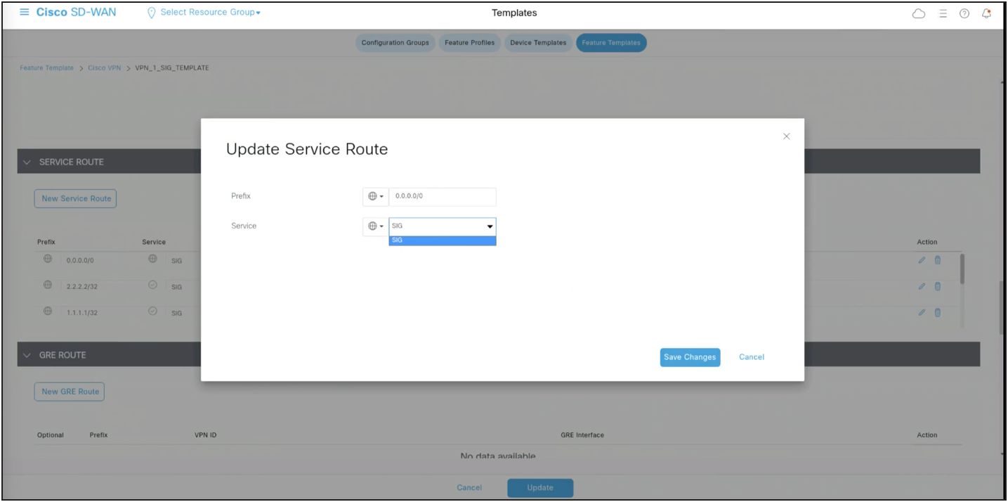 Update Service Route