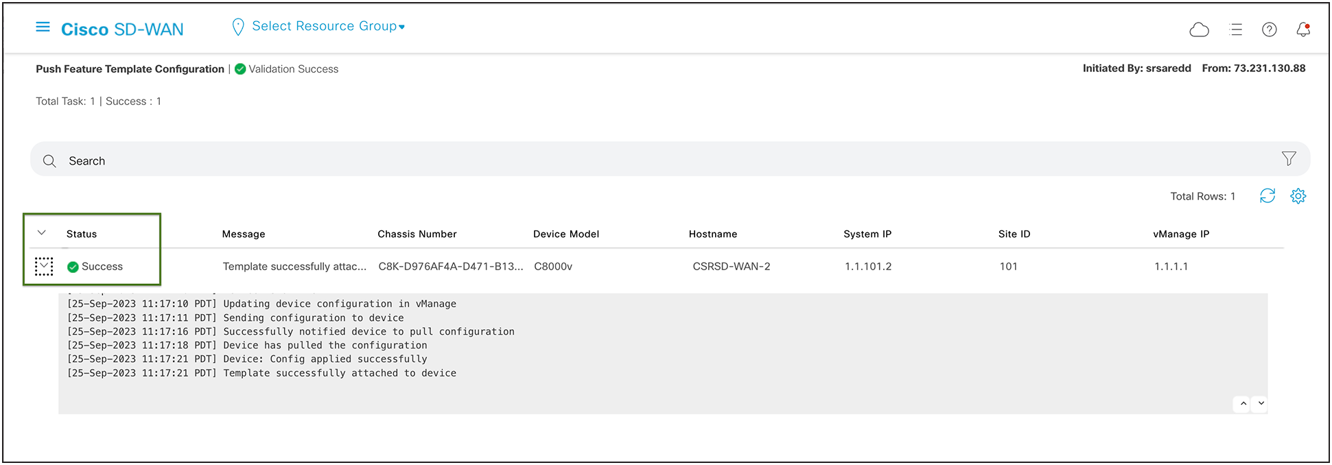 Catalyst SD-WAN Configuration Status