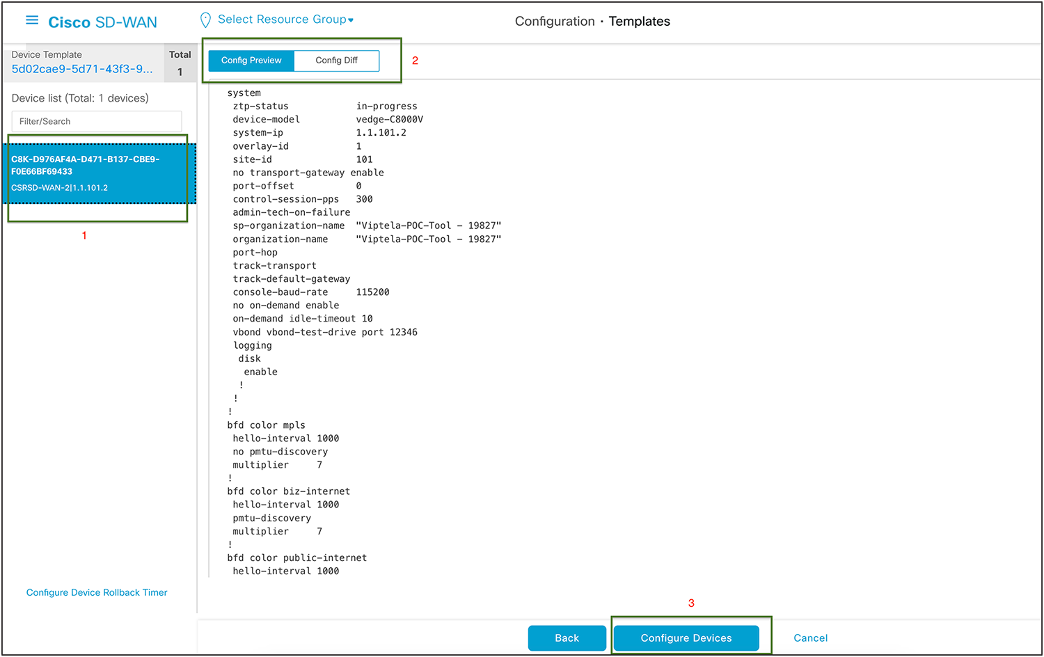 Catalyst SD-WAN Config Preview