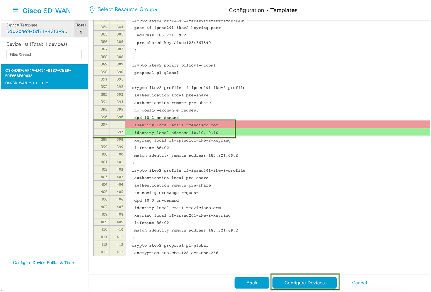 Catalyst SD-WAN Config Difference