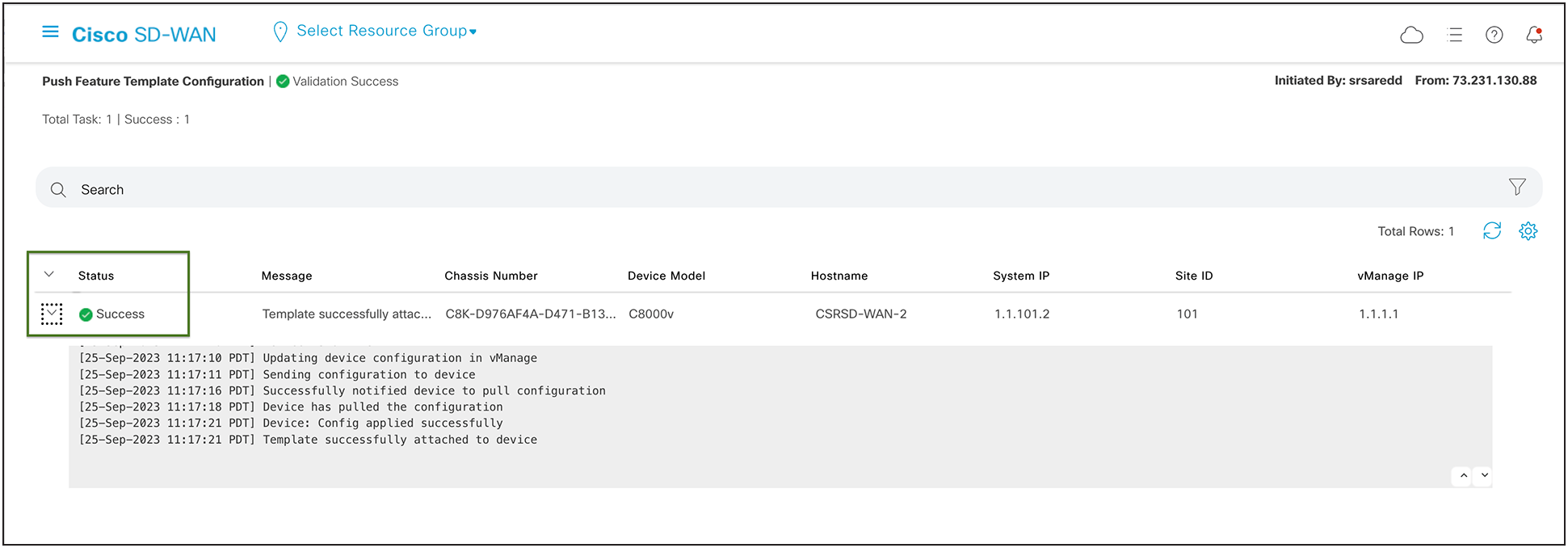 Catalyst SD-WAN Configuration Status