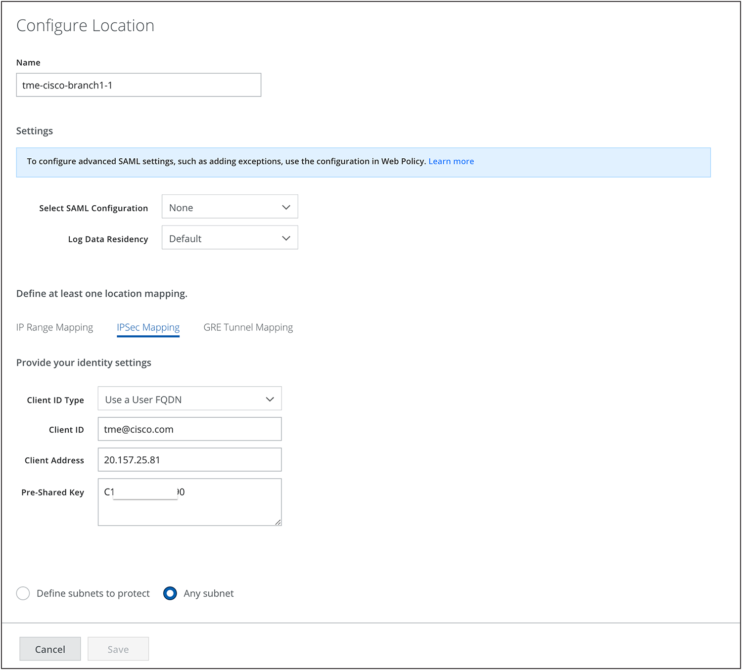 Skyhigh Location Configuration