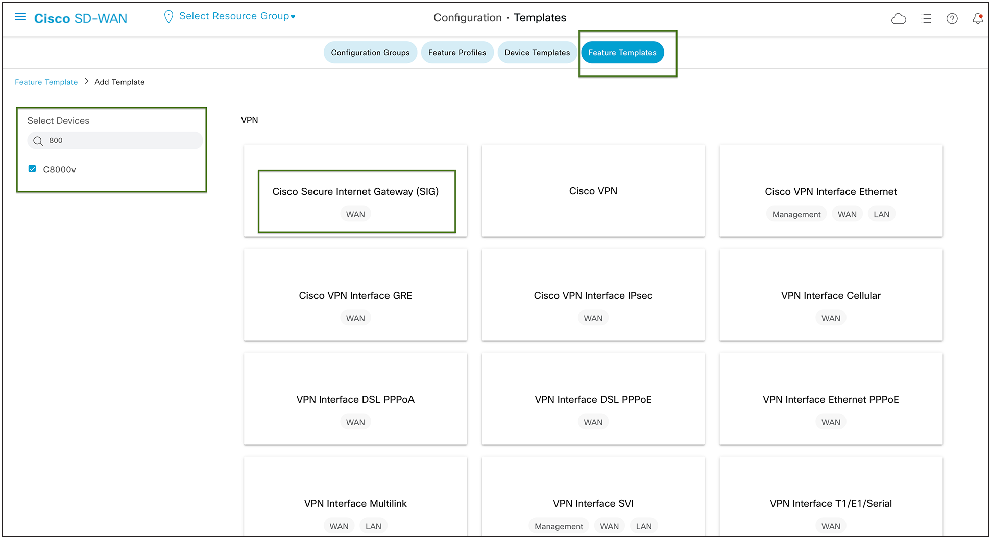 Catalyst SD-WAN SIG Feature Template Configuration