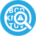 A blue circle with white letters and a magnifying glassDescription automatically generated