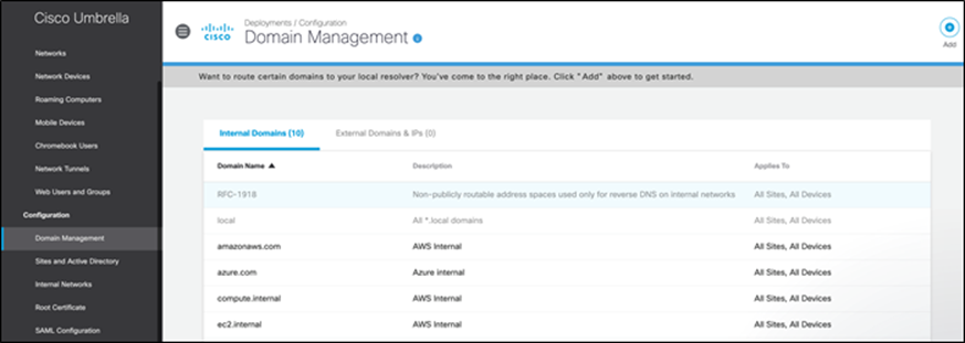 Set up policies to exempt internal domains