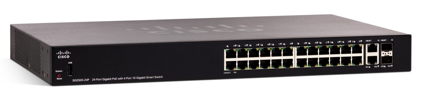 Product image of Cisco SG250X-24P 24-Port Gigabit PoE with 4-Port 10-Gigabit Smart Switch
