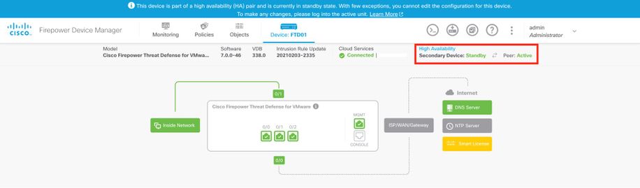 FDM Managed FTD HA - Secondary FDM Overview
