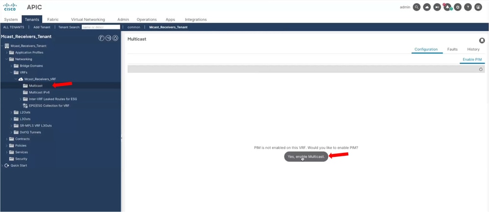 Enable VRF Multicast TRM
