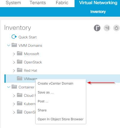 VMM domain integration with ACI and UCS B Series - Select Create vCenter Domain
