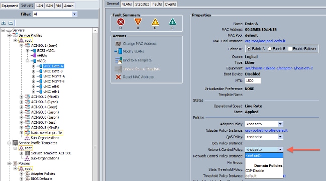VMM domain integration with ACI and UCS B Series - Add a policy to the vNICs in each Service Profile