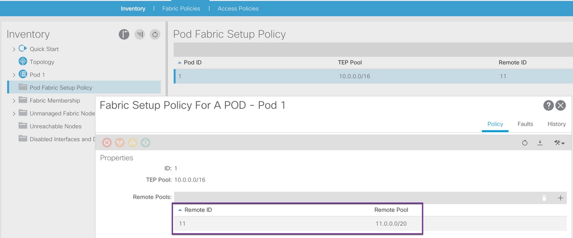 Fabric Setup Policy