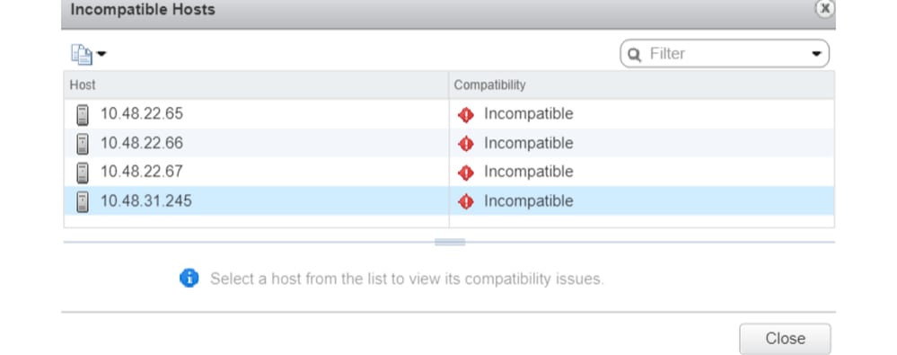 Incompatible Hosts