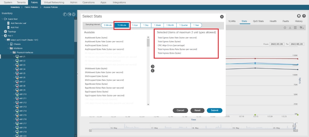 Stats Page Sampling Interval + Unit Type selection