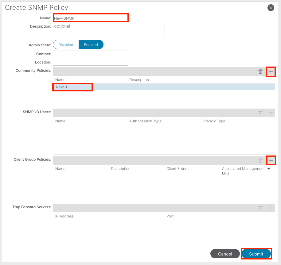 Add SNMP Policy 2